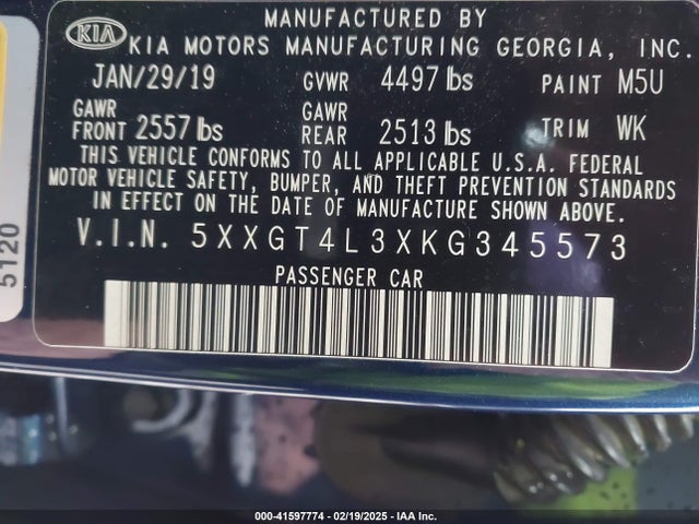 5XXGT4L3XKG345573 KIA Optima Lx