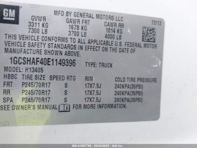 1GCSHAF40E1149396 Chevrolet Express 1500 Work Van
