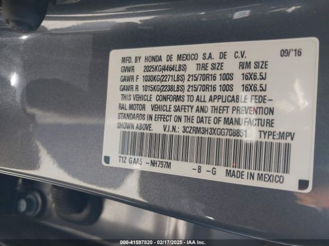 3CZRM3H3XGG708851 Honda CR-V LX