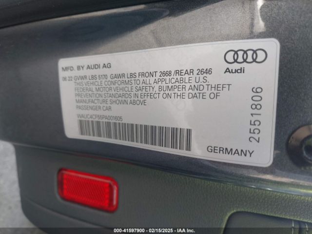 WAUC4CF55PA001605 Audi S5 Sportback Premium Plus Tfsi Quattro Tiptronic
