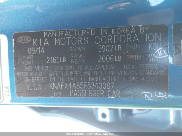 KNAFX4A85F5343087 KIA FORTE EX