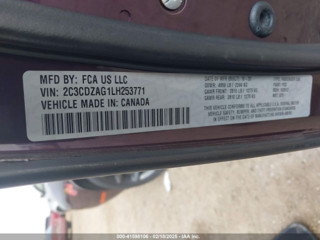 2C3CDZAG1LH253771 Dodge Challenger Sxt