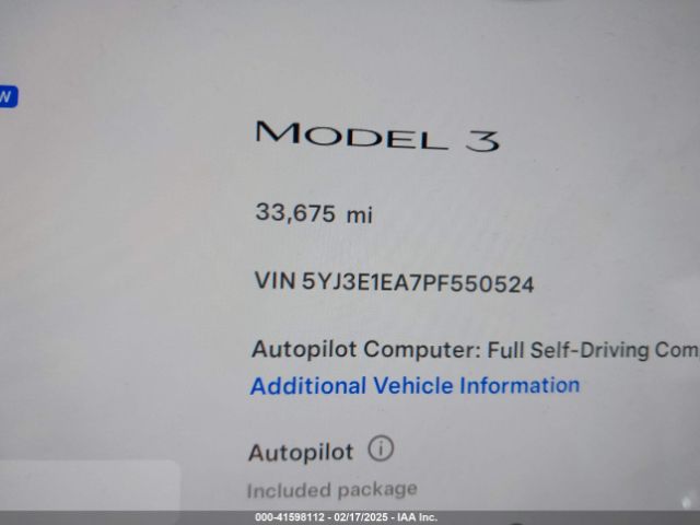 5YJ3E1EA7PF550524 Tesla Model 3 Rear-wheel Drive