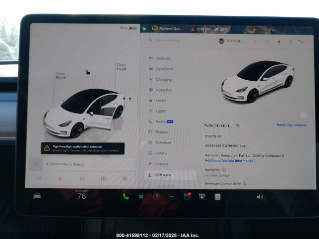 5YJ3E1EA7PF550524 Tesla Model 3 Rear-wheel Drive