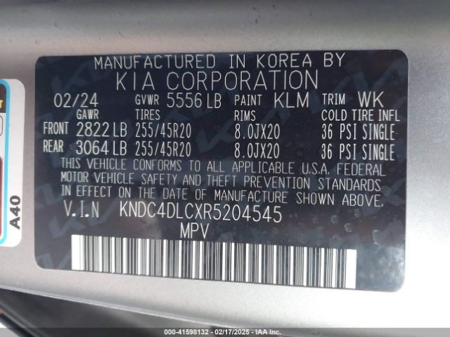 KNDC4DLCXR5204545 KIA Ev6 Gt-line