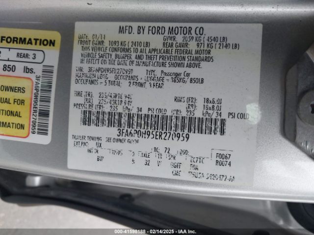 3FA6P0H95ER270959 Ford FUSION SE