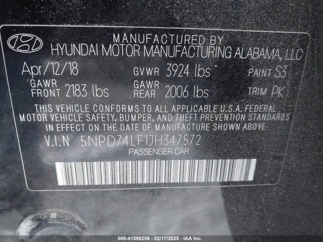 Hyundai ELANTRA SE 2018 5NPD74LF1JH347572 Image 9