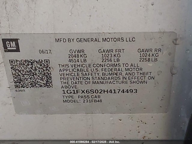 1G1FX6S02H4174493 Chevrolet Bolt Ev Premier