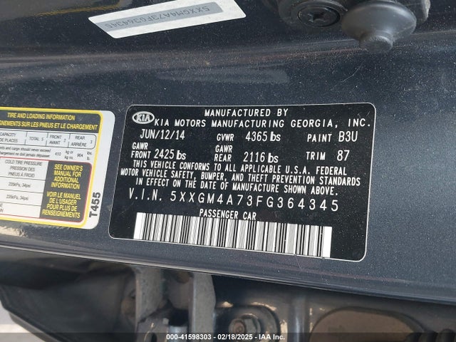 5XXGM4A73FG364345 KIA Optima Lx
