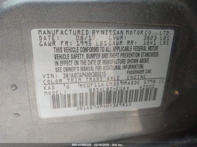 3N1AB7AP4HY389815 Nissan SENTRA S