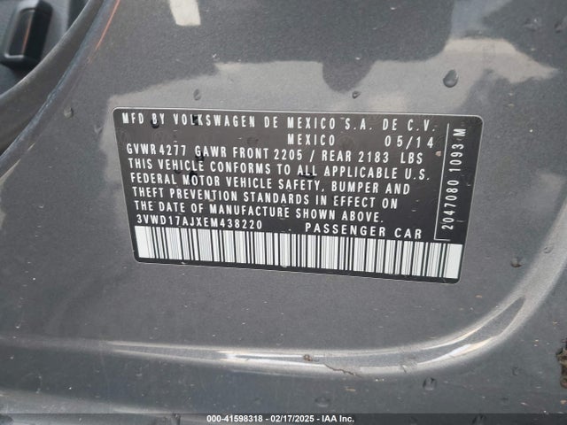 3VWD17AJXEM438220 Volkswagen Jetta 1.8t Se