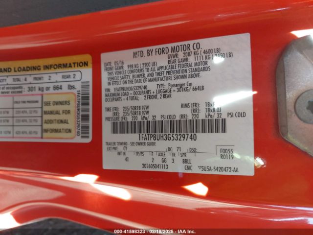 1FATP8UH3G5329740 Ford Mustang Ecoboost Premium