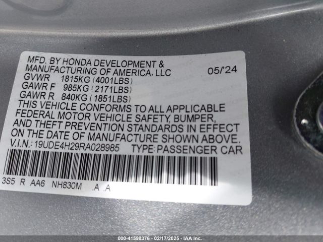 19UDE4H29RA028985 Acura Integra