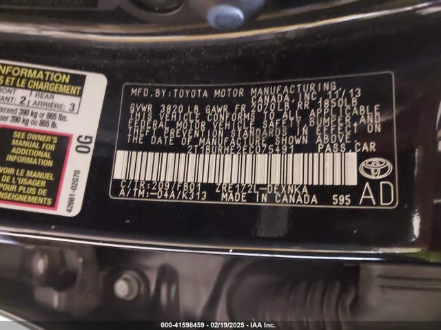 Toyota COROLLA LE 2014 2T1BURHE2EC075491 Image 9