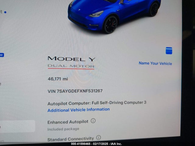 2022 TESLA MODEL Y 7SAYGDEFXNF531267 Photo 6