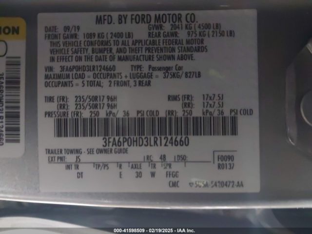 3FA6P0HD3LR124660 Ford FUSION SE