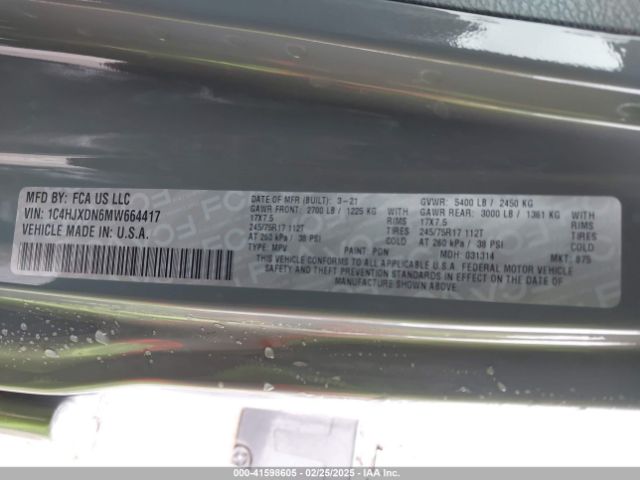 1C4HJXDN6MW664417 Jeep Wrangler Unlimited Freedom 4x4