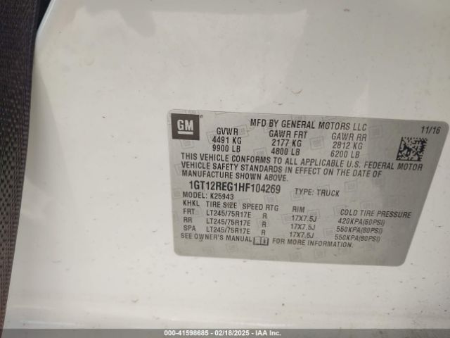 1GT12REG1HF104269 GMC SIERRA 2500HD