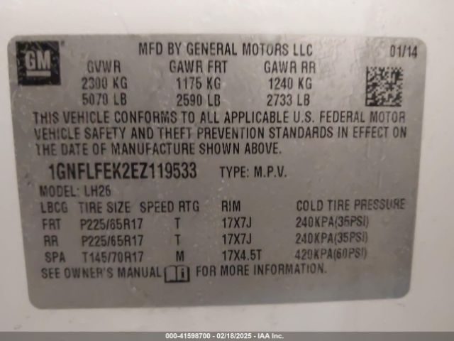 1GNFLFEK2EZ119533 Chevrolet EQUINOX 1LT