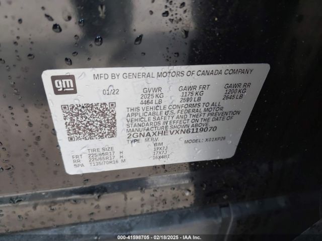 2GNAXHEVXN6119070 Chevrolet Equinox Fwd Ls