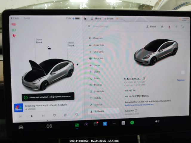 5YJ3E1EB7KF442325 Tesla Model 3 Long Range/performance