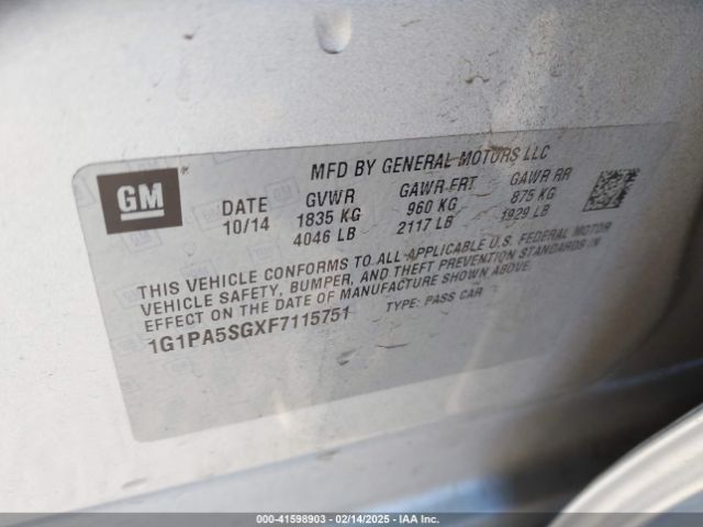 1G1PA5SGXF7115751 Chevrolet Cruze Ls Auto