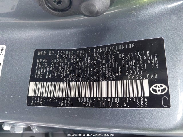 Toyota COROLLA LE 2024 5YFB4MDE2RP180062 Image 9