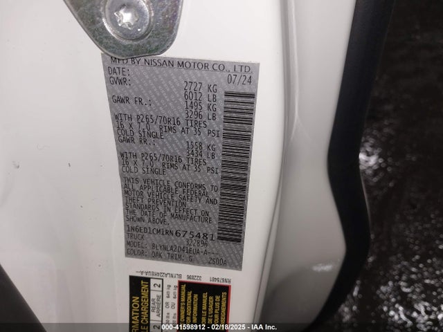 Nissan Frontier King Cab S 4x4 2024 1N6ED1CM1RN675481 Image 9