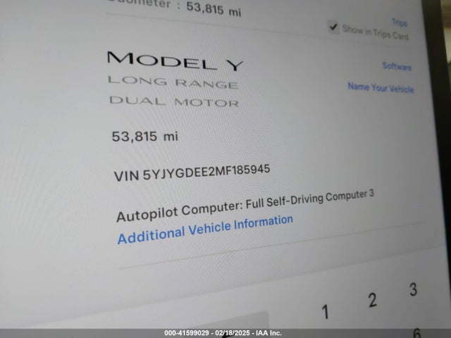 5YJYGDEE2MF185945 Tesla Model Y Long Range Dual Motor All-wheel Drive