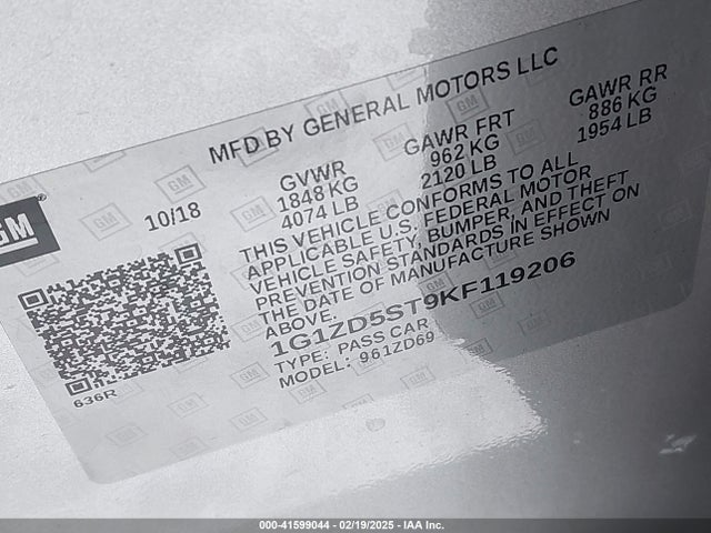 Chevrolet MALIBU LT 2019 1G1ZD5ST9KF119206 Image 9