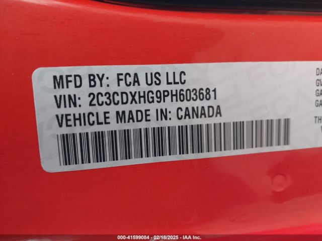 2C3CDXHG9PH603681 Dodge CHARGER GT