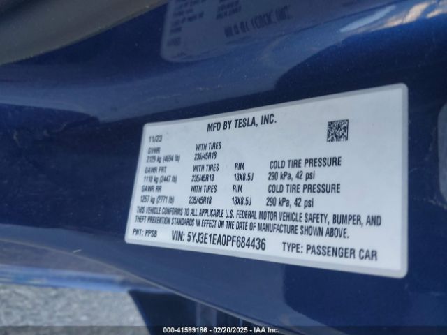 5YJ3E1EA0PF684436 Tesla Model 3 Rear-wheel Drive