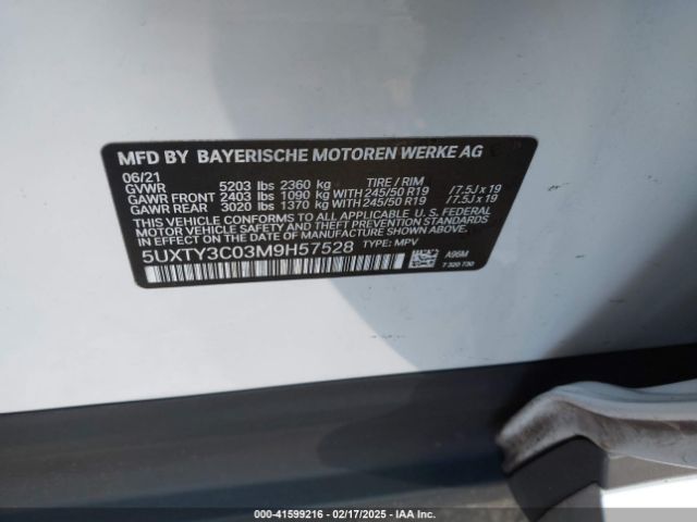 5UXTY3C03M9H57528 BMW X3 Sdrive30i