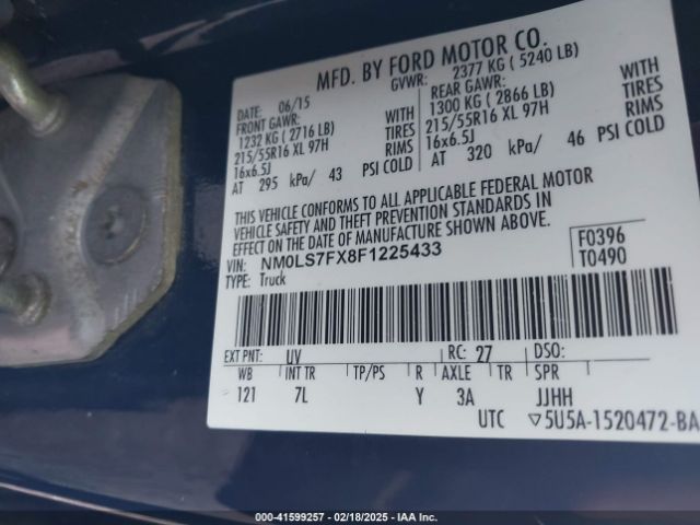 NM0LS7FX8F1225433 Ford Transit Connect Xlt