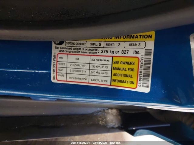 1FADP3N23FL260110 Ford Focus Titanium