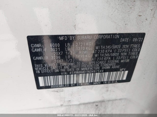 4S4WMAMD1N3467544 Subaru Ascent