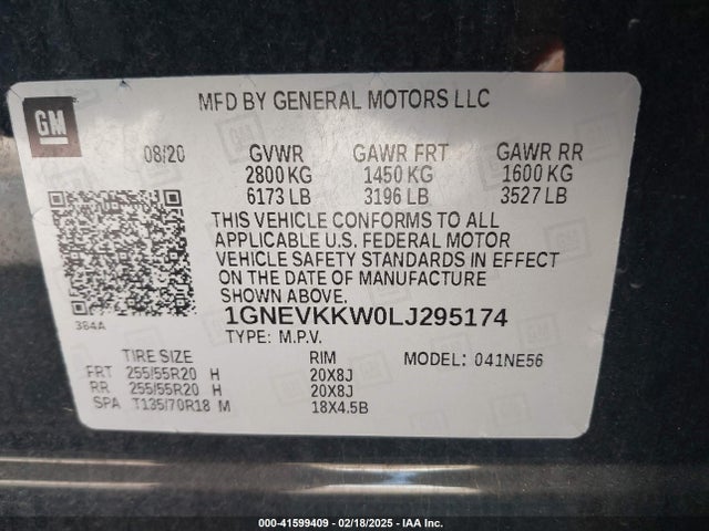 Chevrolet Traverse Awd Premier 2020 1GNEVKKW0LJ295174 Image 9