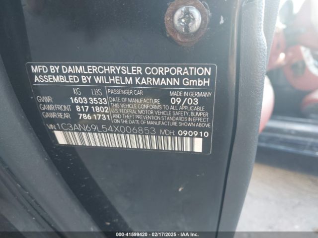 2004 CHRYSLER CROSSFIRE 1C3AN69L54X006853 Photo 8