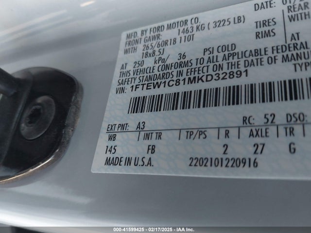 1FTEW1C81MKD32891 Ford F-150 Xlt