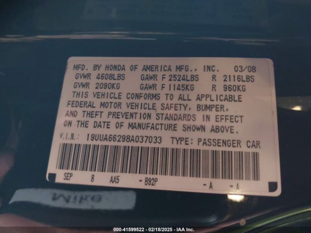 2008 ACURA TL 19UUA66298A037033 Photo 8