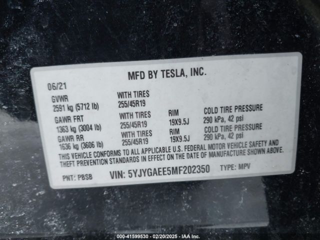 5YJYGAEE5MF202350 Tesla Model Y