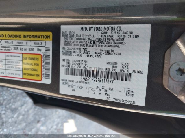 3FA6P0H79FR117677 Ford FUSION SE