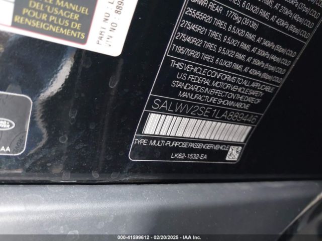 2020 LAND ROVER RANGE ROVER SPORT SALWV2SE1LA889446 Photo 8