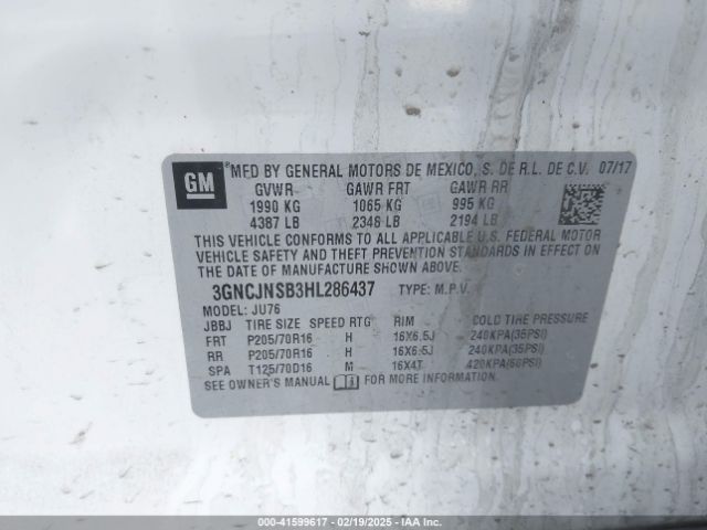 3GNCJNSB3HL286437 Chevrolet TRAX LS