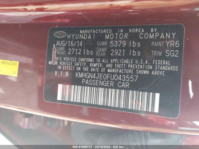 KMHGN4JE0FU043557 Hyundai Genesis 3.8