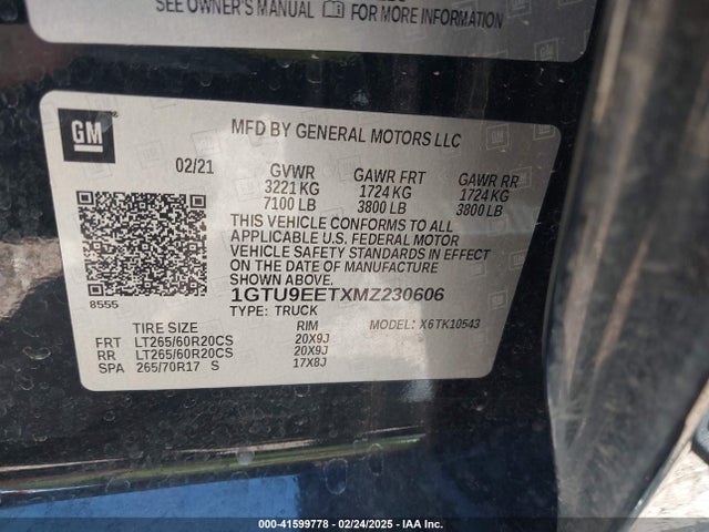 1GTU9EETXMZ230606 GMC Sierra 1500 4wd  Short Box At4