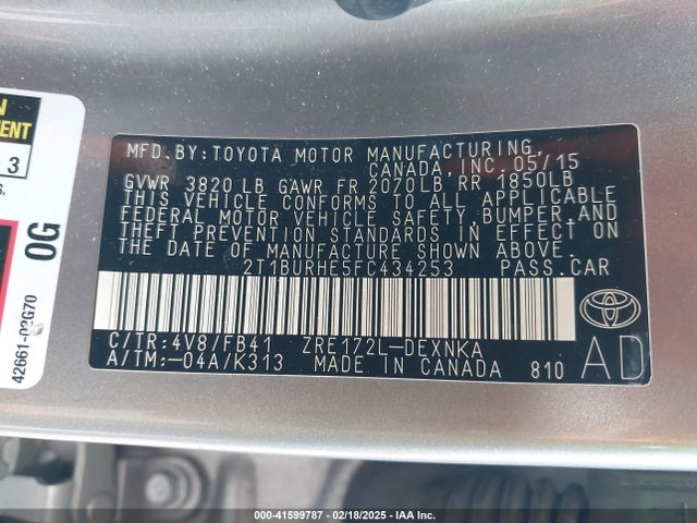 Toyota COROLLA LE 2015 2T1BURHE5FC434253 Image 9