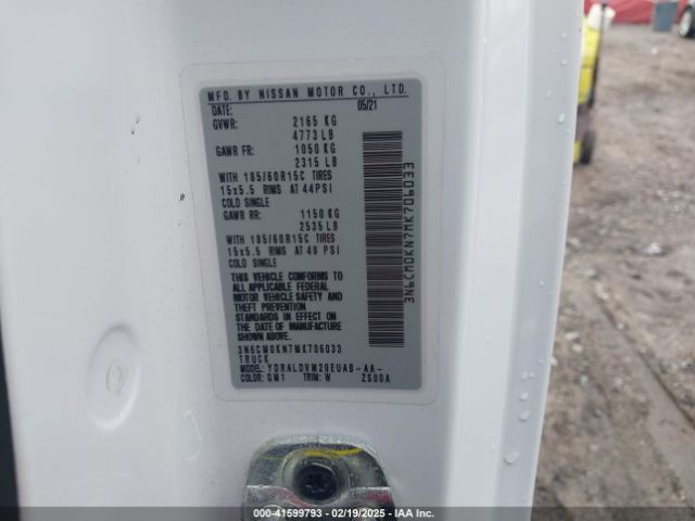 3N6CM0KN7MK706033 Nissan Nv200  Cargo S Xtronic Cvt