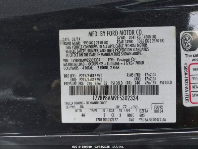 1ZVBP8AM9E5302334 Ford Mustang V6 Premium