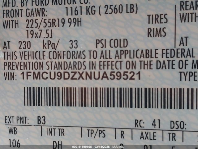 1FMCU9DZXNUA59521 Ford Escape Titanium Hybrid
